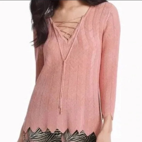 WHBM Lace Up Metallic Sweater Size Medium EUC - Picture 1 of 7